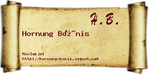 Hornung Bónis névjegykártya
